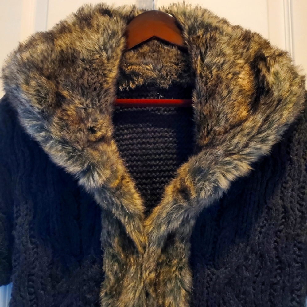 Women's grey faux fur sweater